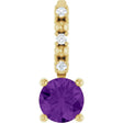 14K Gold Round Amethyst Accented Pendant - Yellow Gold