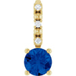 14K Gold Round Lab-Grown Blue Sapphire Accented Pendant - Yellow Gold