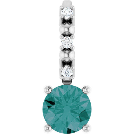 Platinum Round Alexandrite Accented Pendant