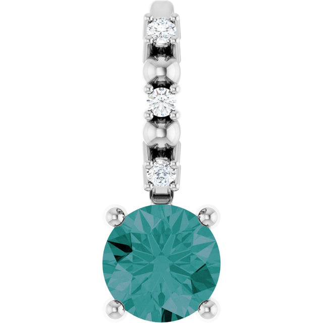 Platinum Round Alexandrite Accented Pendant