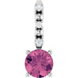 Platinum Round Pink Tourmaline Accented Pendant