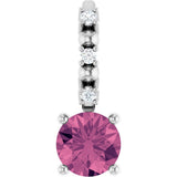 Platinum Round Pink Tourmaline Accented Pendant