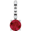 Platinum Round Lab-Grown Ruby Accented Pendant