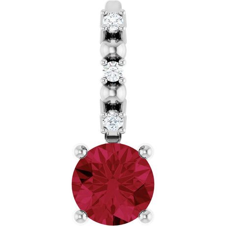 Platinum Round Lab-Grown Ruby Accented Pendant