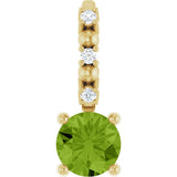 14K Gold Round Peridot Accented Pendant - Yellow Gold