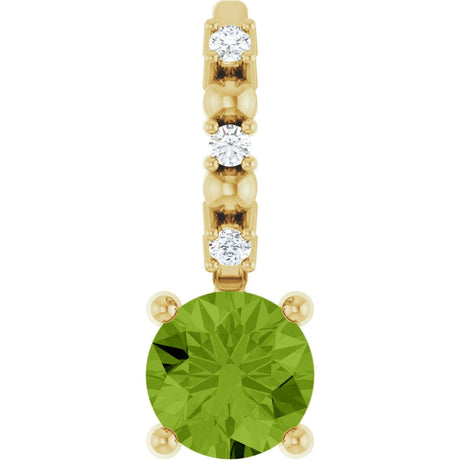 14K Gold Round Peridot Accented Pendant - Yellow Gold