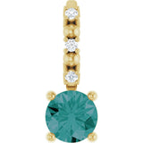 14K Gold Round Alexandrite Accented Pendant - Yellow Gold