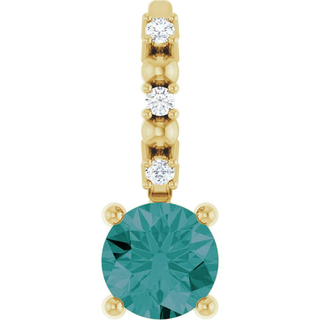 14K Gold Round Alexandrite Accented Pendant - Yellow Gold