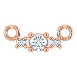 14K Gold Round Natural Diamond Accented Necklace - Rose Gold