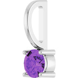 14K Gold Round Amethyst Solitaire Pendant - White Gold - view 2