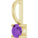 14K Gold Round Amethyst Solitaire Pendant - Yellow Gold - view 2