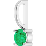 14K Gold Round Emerald Solitaire Pendant - White Gold - view 2