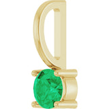 14K Gold Round Emerald Solitaire Pendant - Yellow Gold - view 2