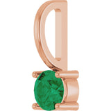 14K Gold Round Lab-Grown Emerald Solitaire Pendant - Rose Gold - view 2