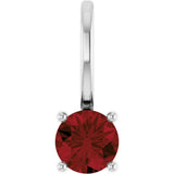 Platinum Round Mozambique Garnet Solitaire Pendant