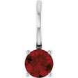 14K Gold Round Mozambique Garnet Solitaire Pendant - White Gold
