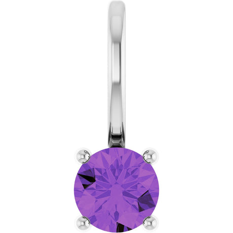 Platinum Round Amethyst Solitaire Pendant
