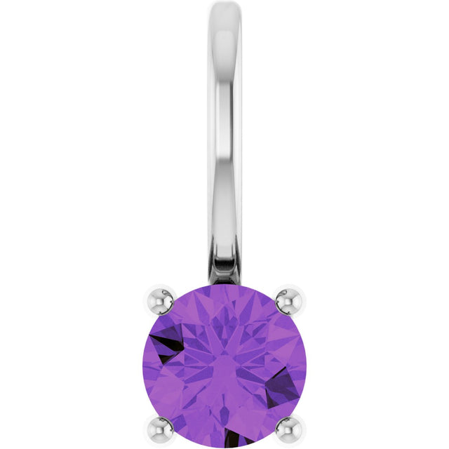 Platinum Round Amethyst Solitaire Pendant