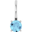 Platinum Round Aquamarine Solitaire Pendant