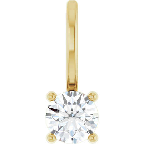 14K Gold Round Natural Diamond Solitaire Pendant – 4mm Stones - Yellow Gold