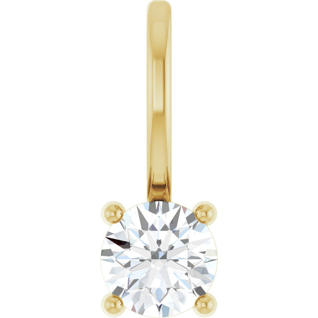 14K Gold Round Natural Diamond Solitaire Pendant – 4mm Stones - Yellow Gold