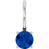 Platinum Round Blue Sapphire Solitaire Pendant