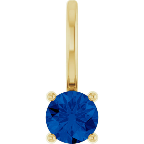 14K Gold Round Lab-Grown Blue Sapphire Solitaire Pendant - Yellow Gold