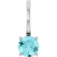 Platinum Round Blue Zircon Solitaire Pendant