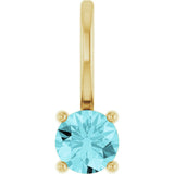 14K Gold Round Blue Zircon Solitaire Pendant - Yellow Gold