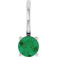 Platinum Round Lab-Grown Emerald Solitaire Pendant