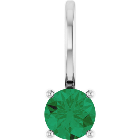 Platinum Round Lab-Grown Emerald Solitaire Pendant