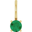14K Gold Round Lab-Grown Emerald Solitaire Pendant - Yellow Gold