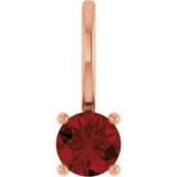 14K Gold Round Mozambique Garnet Solitaire Pendant - Rose Gold