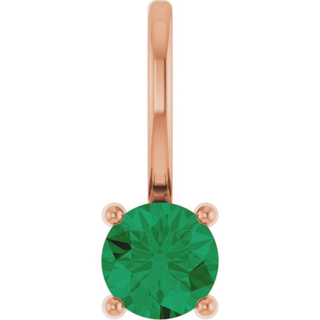 14K Gold Round Lab-Grown Emerald Solitaire Pendant - Rose Gold