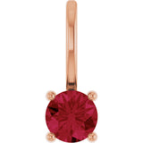 14K Gold Round Lab-Grown Ruby Solitaire Pendant - Rose Gold
