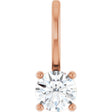 14K Gold Round Natural Diamond Solitaire Pendant – 4mm Stones - Rose Gold
