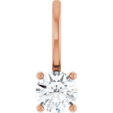 14K Gold Round Natural Diamond Solitaire Pendant – 4mm Stones - Rose Gold