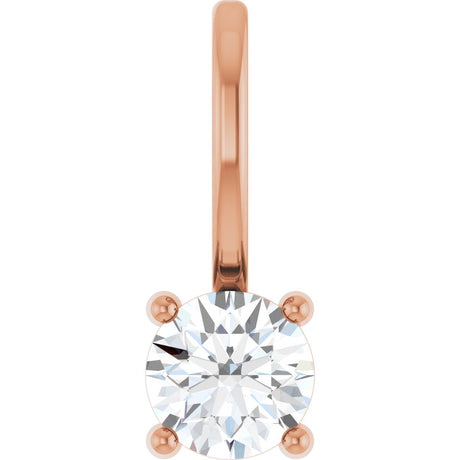 14K Gold Round Natural Diamond Solitaire Pendant – 4mm Stones - Rose Gold