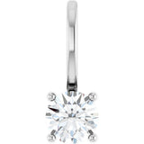 14K Gold Round Natural Diamond Solitaire Pendant – 4mm Stones - White Gold
