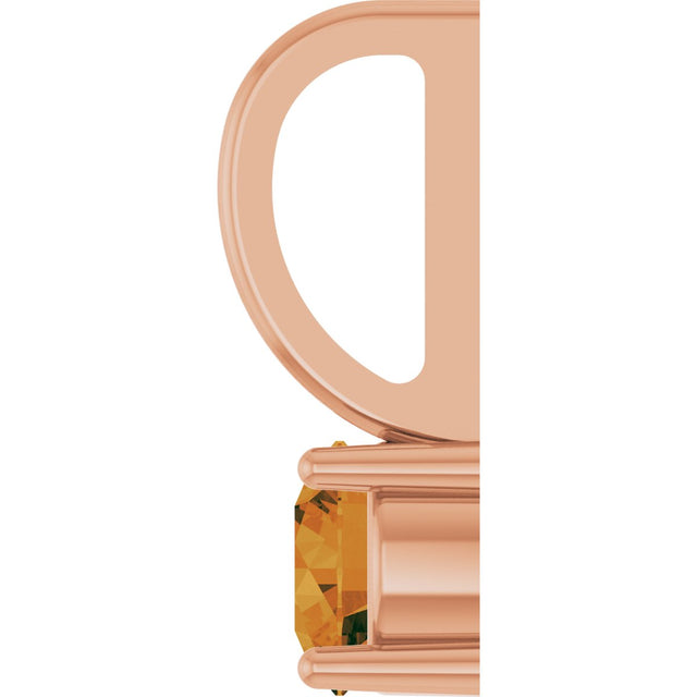 14K Gold Round Citrine Solitaire Pendant - Rose Gold - view 3