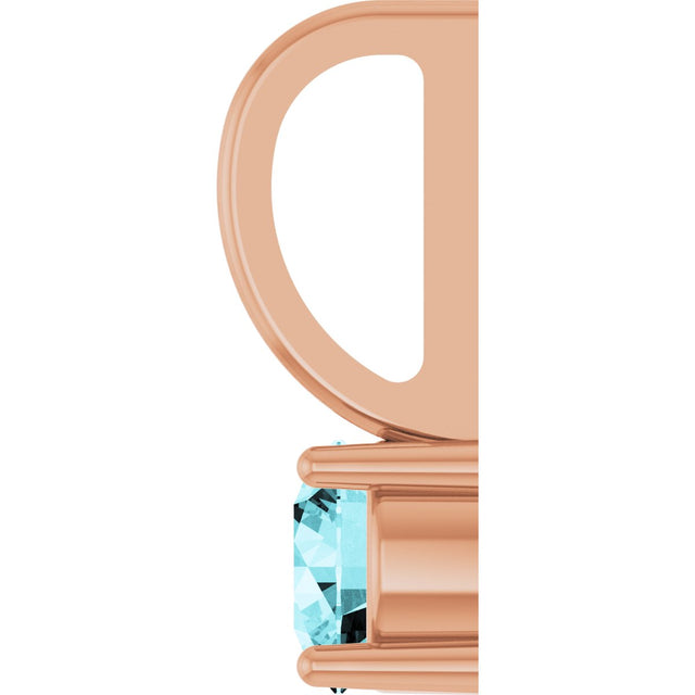 14K Gold Round Blue Zircon Solitaire Pendant - Rose Gold - view 3