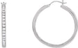 14K Gold Round Natural Diamond Accented Hoop Earrings - White Gold