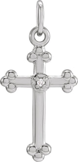14K Gold Cross Pendant – 14x11mm - White Gold