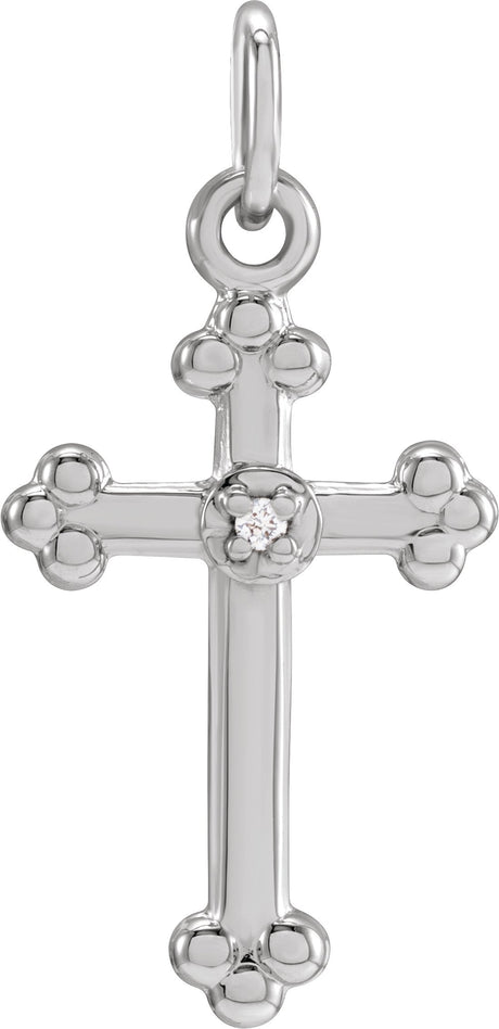 14K Gold Cross Pendant – 14x11mm - White Gold