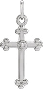 14K Gold Cross Pendant – 14x11mm - White Gold