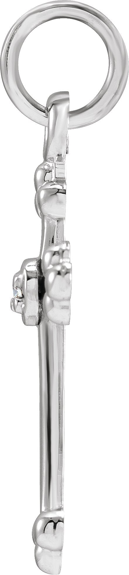 14K Gold Cross Pendant – 14x11mm - White Gold - view 2