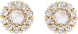 14K Gold Round Natural Diamond Rose-Cut Halo-Style Earrings - Yellow Gold - view 3