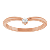 14K Gold Round Natural Diamond Stackable V Ring – 2.5mm Stones - Rose Gold - view 3