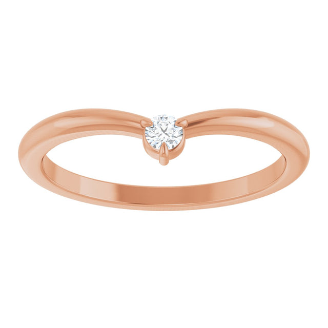 14K Gold Round Natural Diamond Stackable V Ring – 2.5mm Stones - Rose Gold - view 3