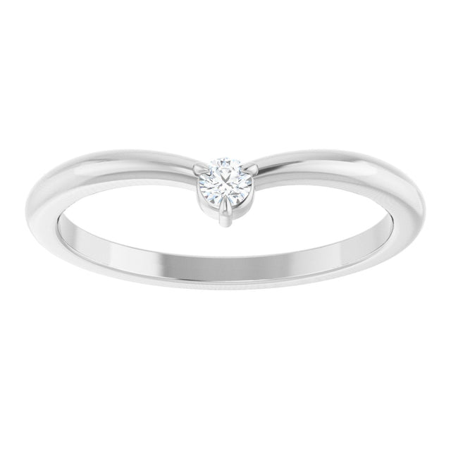 Platinum Round Natural Diamond Stackable V Ring – 2.5mm Stones - view 3